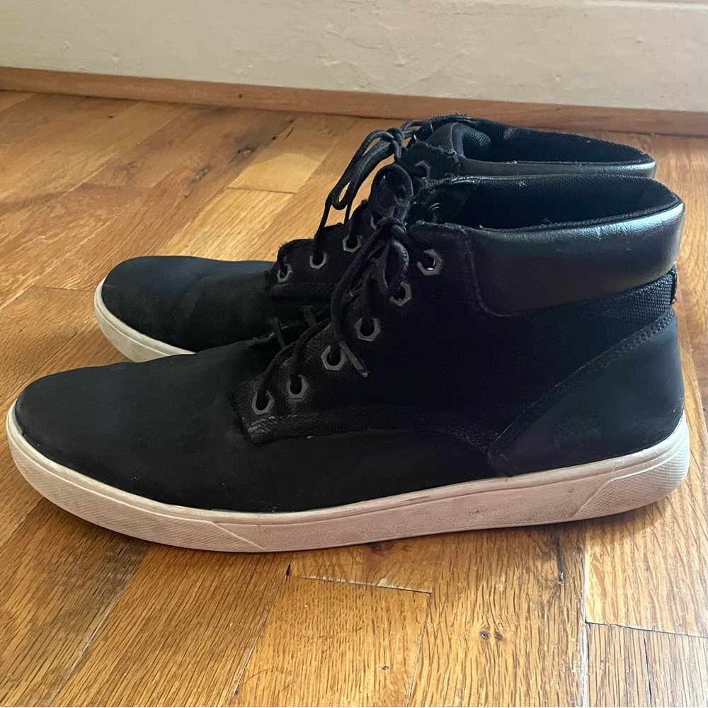 Men’s Timberland Black Canvas and Leather Chukka-Style Sneaker Boot - Picture 4 of 7